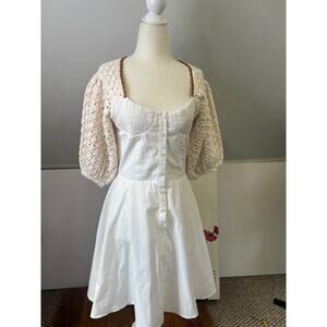 Stella Pardo Paris mini Dress bespoke white cotton fit and flare short sleeves